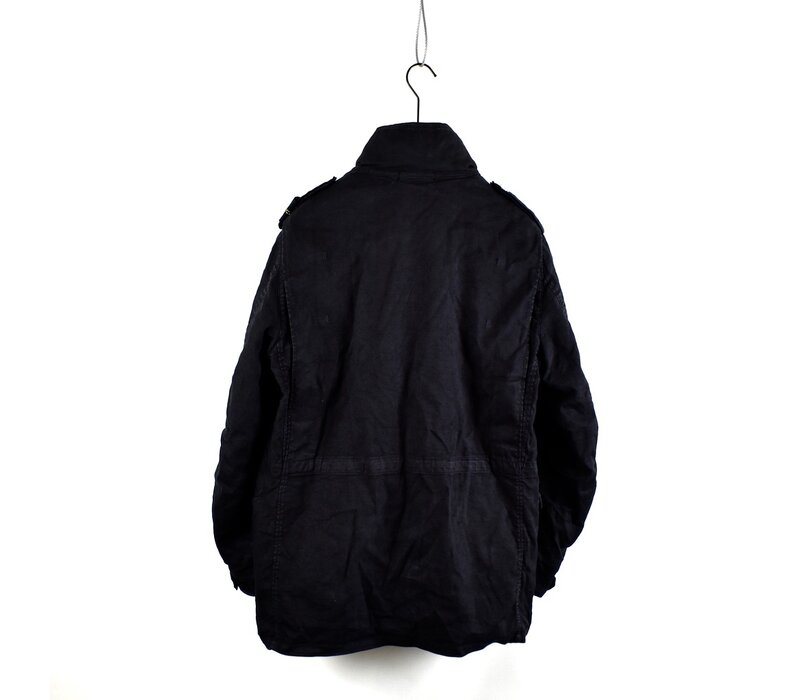 Stone Island black linoflax shoulder badge detachable liner field jacket L