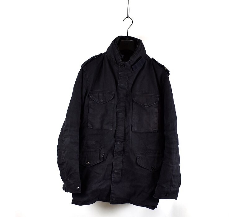 Stone Island black linoflax shoulder badge detachable liner field jacket L