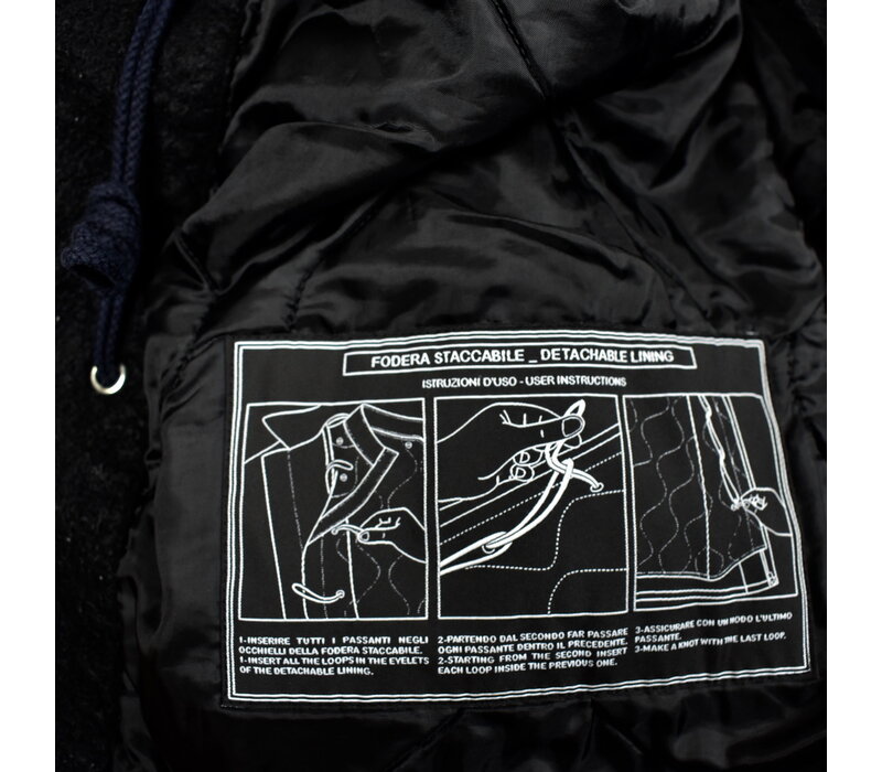 Stone Island black linoflax shoulder badge detachable liner field jacket L
