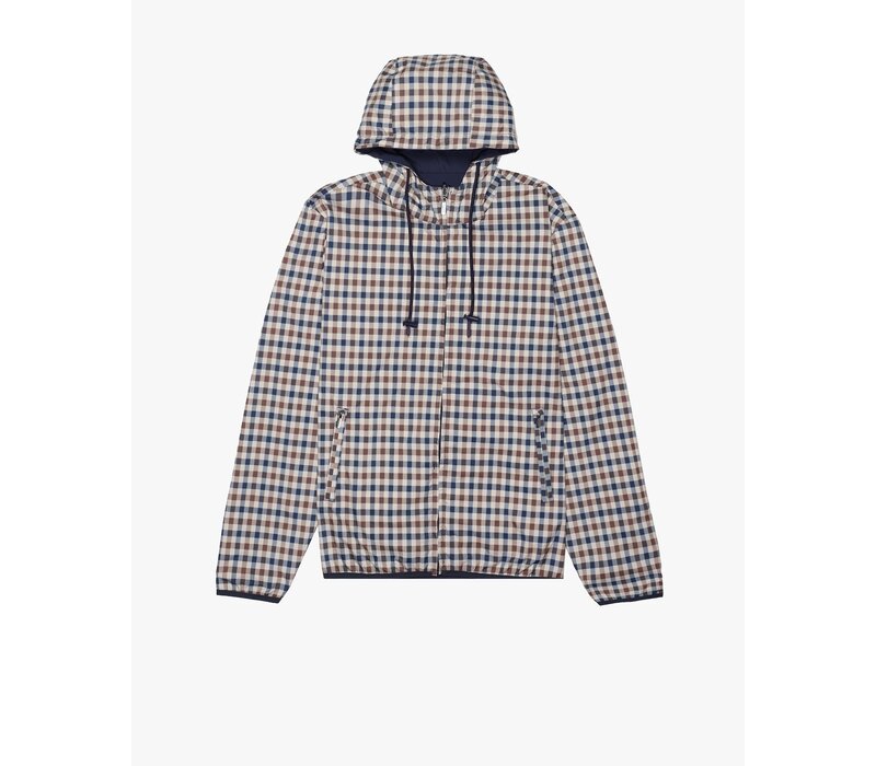 Aquascutum hooded reversible club check sailor jacket Navy