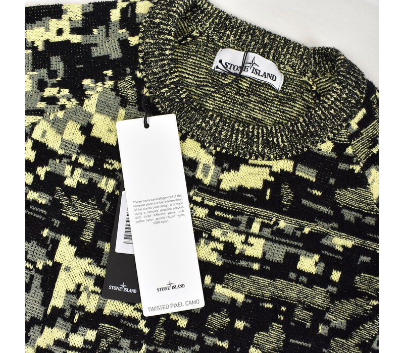 Stone Island twisted pixel camo crew neck knit XL