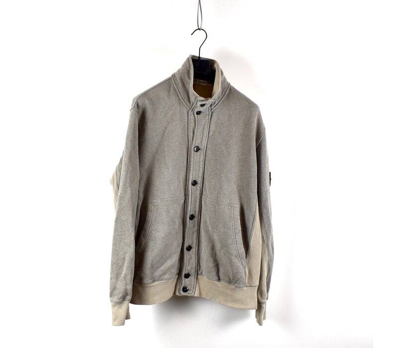Stone Island grey cotton fleece buttoned cardigan XXL