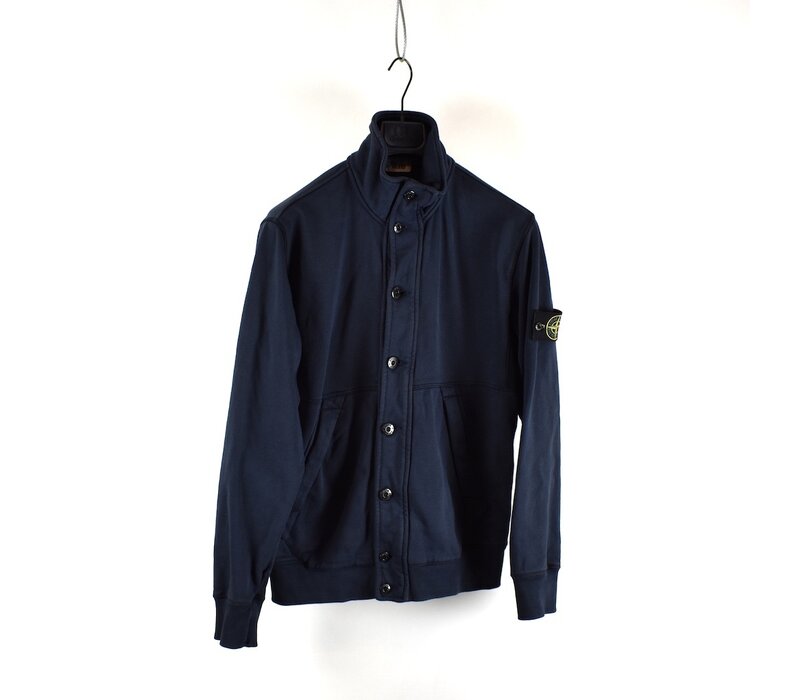 Stone Island navy cotton fleece buttoned cardigan L