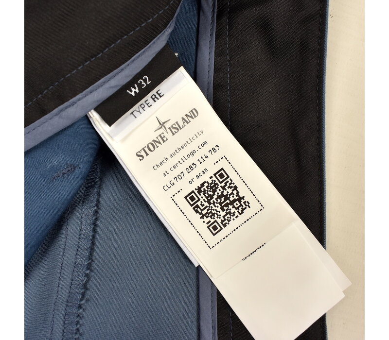 Stone Island blue recycled plastic cotton canvas patch program re chino pants 32
