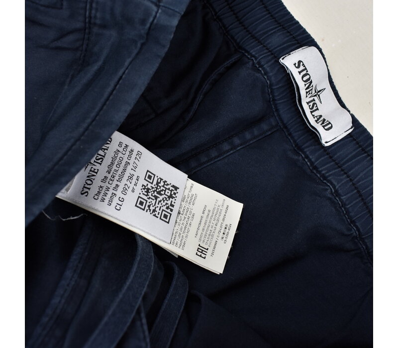 Stone Island navy lyocell cotton nylon re-t patch program pants 31