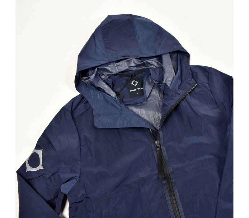 MA.STRUM nylon seersucker hooded bomber jacket Ink Navy
