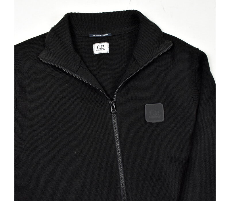 C.P. Company black full zip metropolis series knit 48