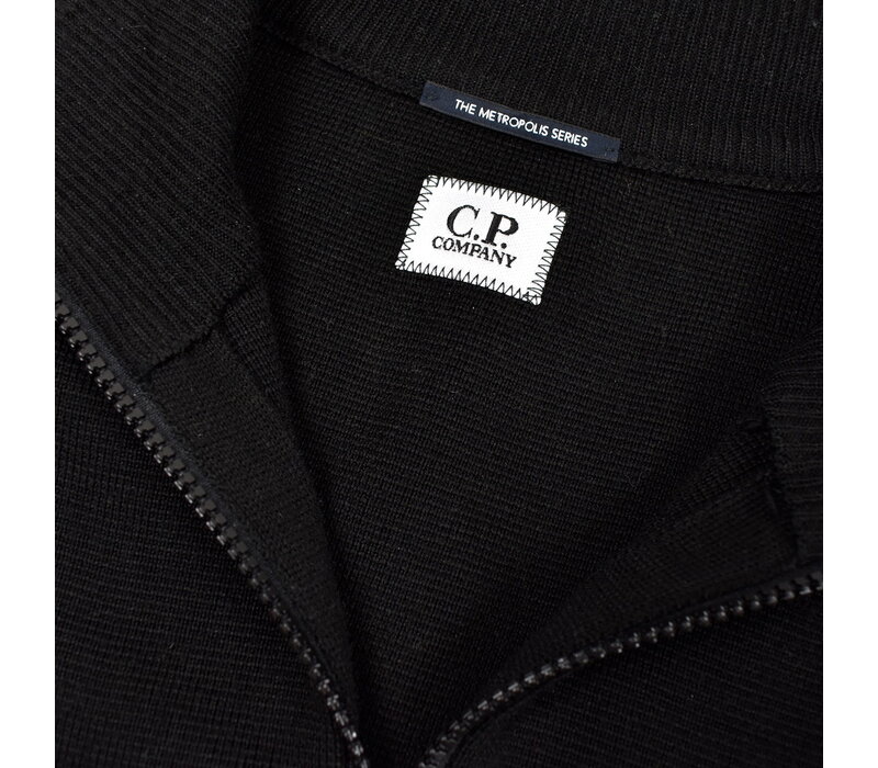C.P. Company black full zip metropolis series knit 48