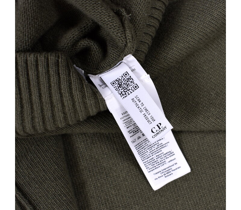 C.P. Company olive green wool lens turtle neck knit size 46