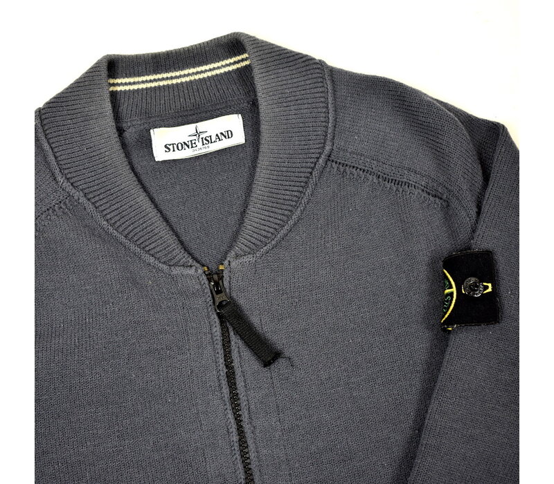 Stone Island grey wool full zip knit cardigan M
