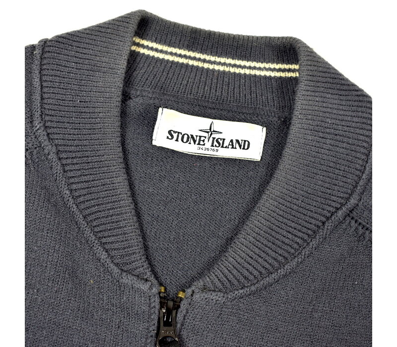 Stone Island grey wool full zip knit cardigan M