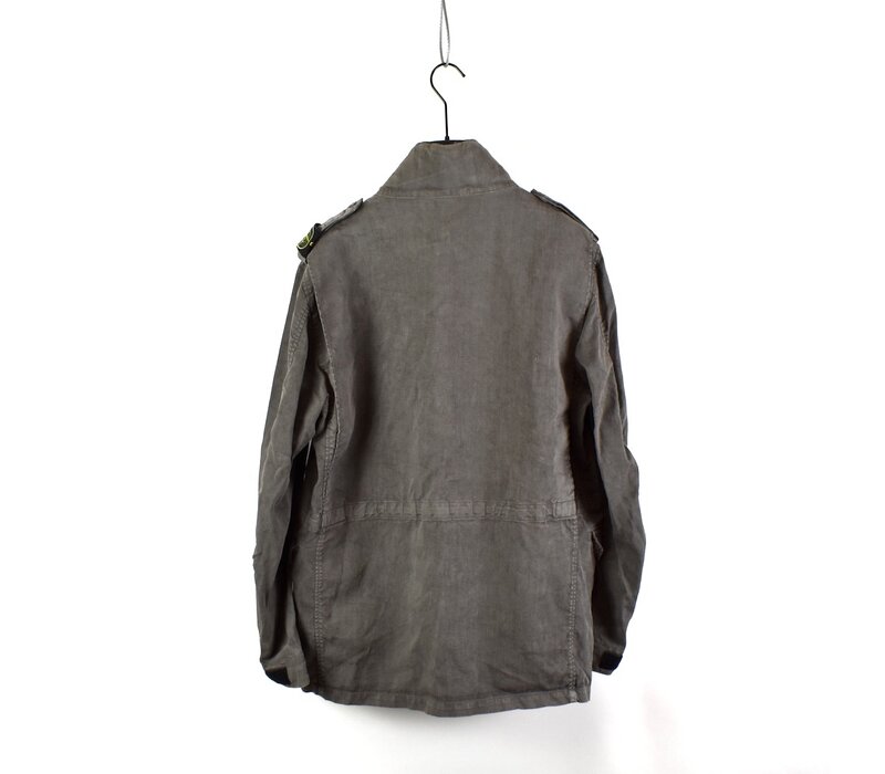 Stone Island grey linoflax shoulder badge field jacket L