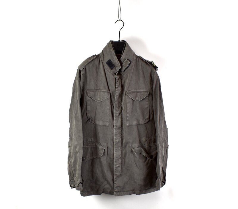Stone Island grey linoflax shoulder badge field jacket L