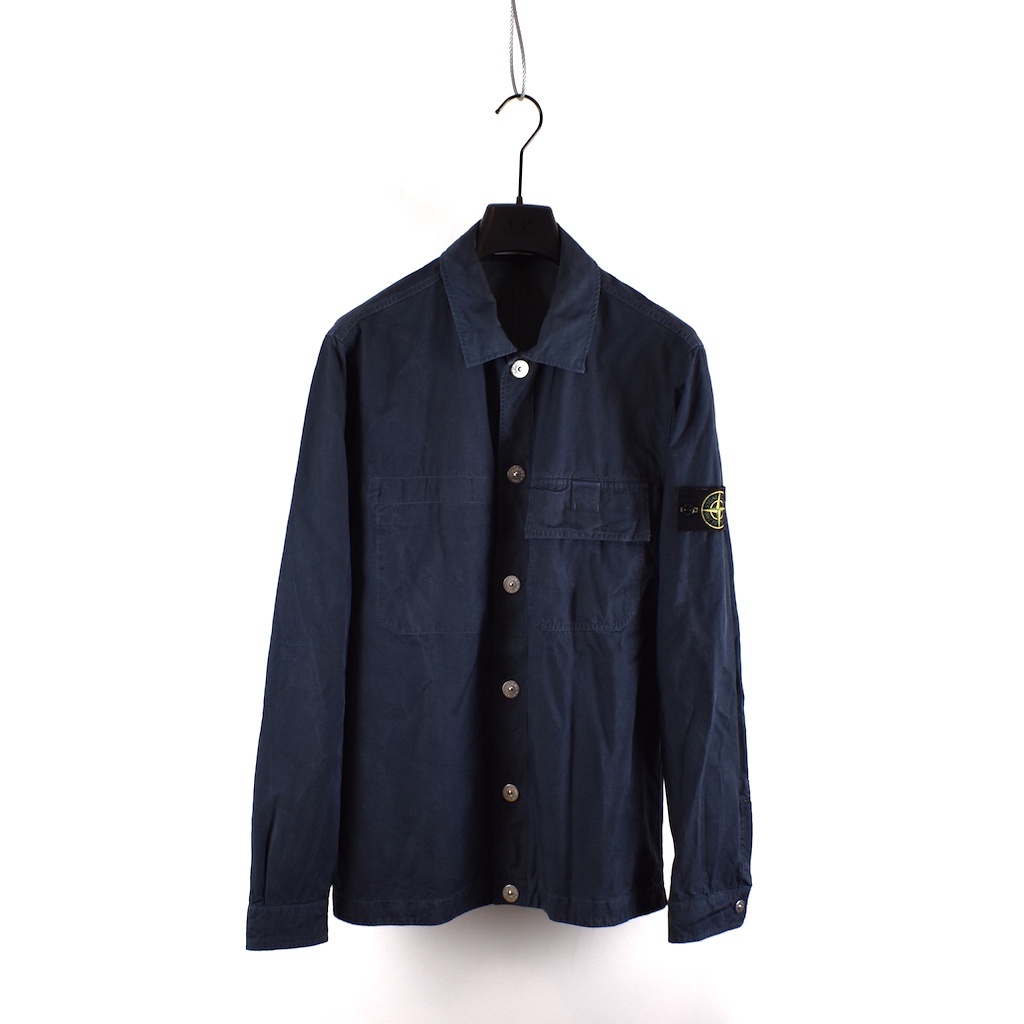 Stone Island navy twill cotton button down overshirt jacket