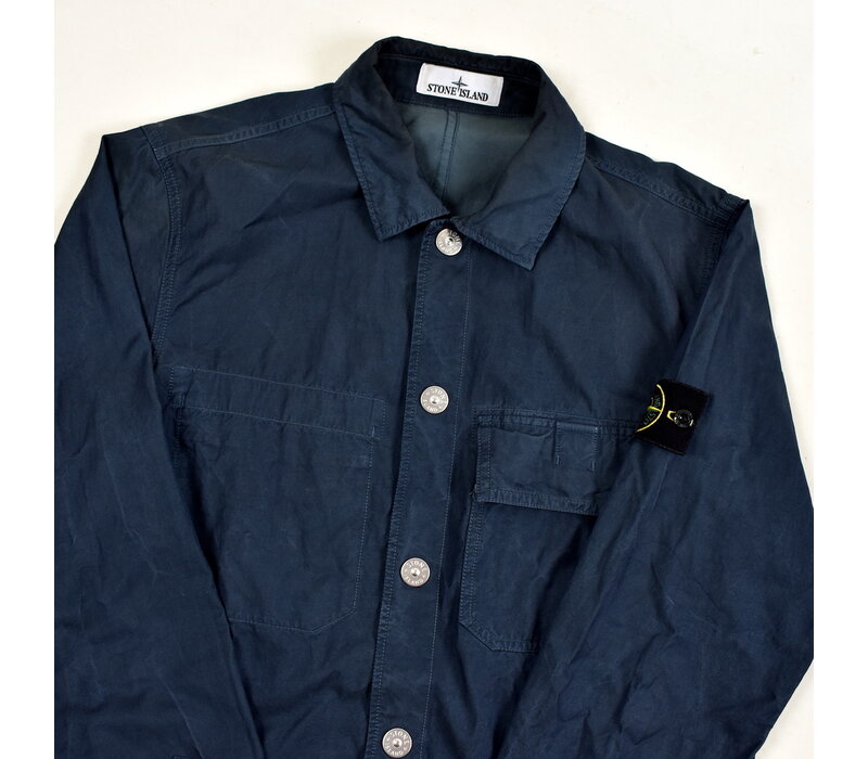 Stone Island navy twill cotton button down overshirt jacket M