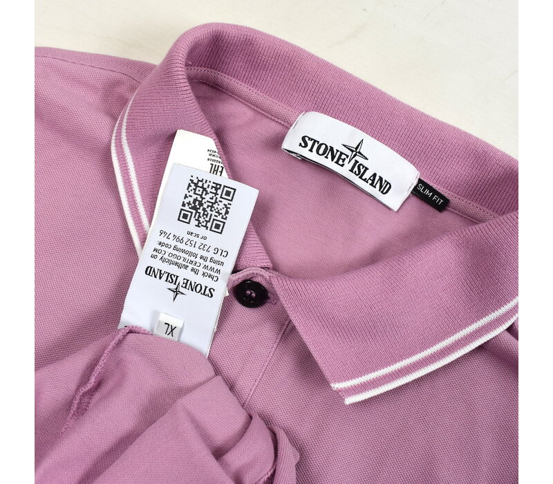 Stone Island pink cotton pique short sleeve patch program polo shirt XL