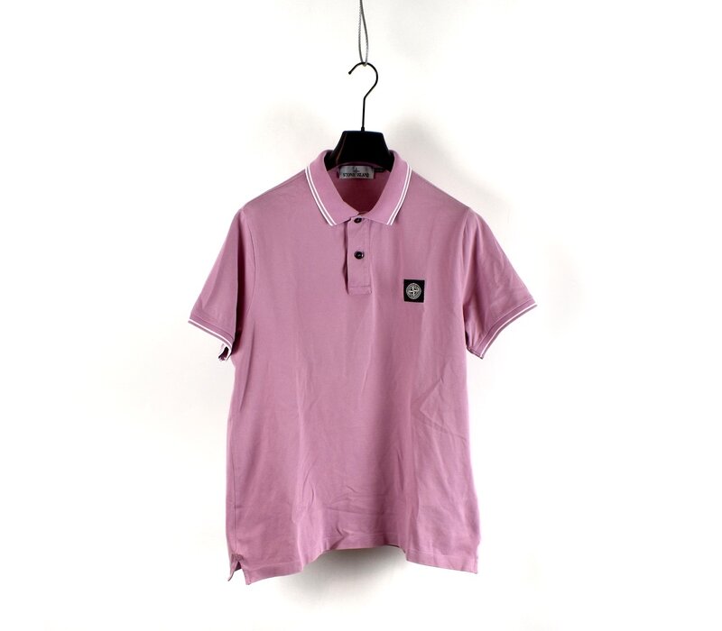 Stone Island pink cotton pique short sleeve patch program polo shirt XL