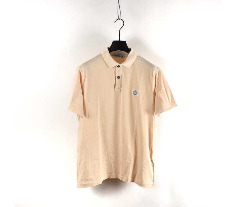 Stone Island peach cotton stretch short sleeve patch program polo shirt XL