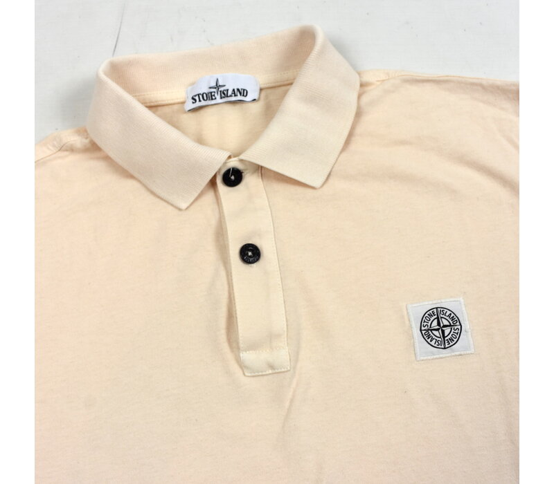 Stone Island peach cotton stretch short sleeve patch program polo shirt XL