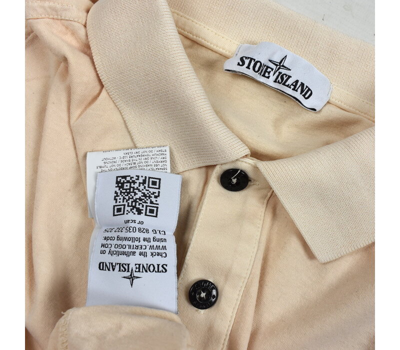 Stone Island peach cotton stretch short sleeve patch program polo shirt XL