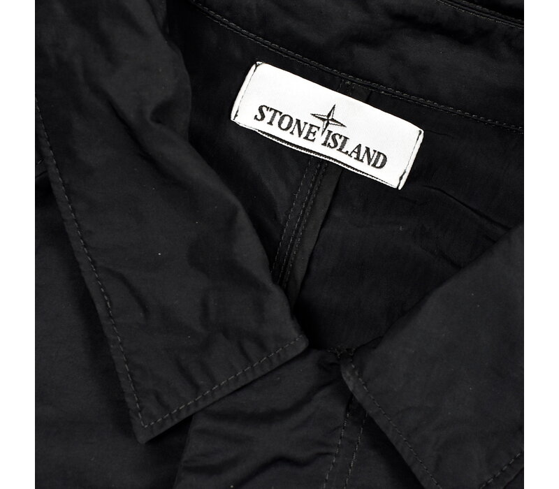 Stone Island black micro twill car coat XXXL