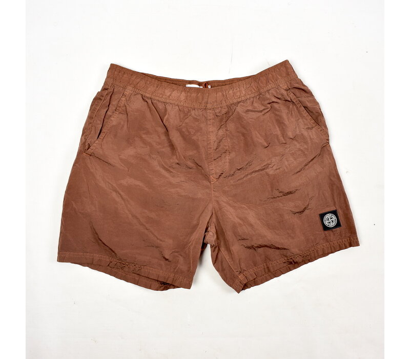 Stone Island brown nylon metal swim shorts L