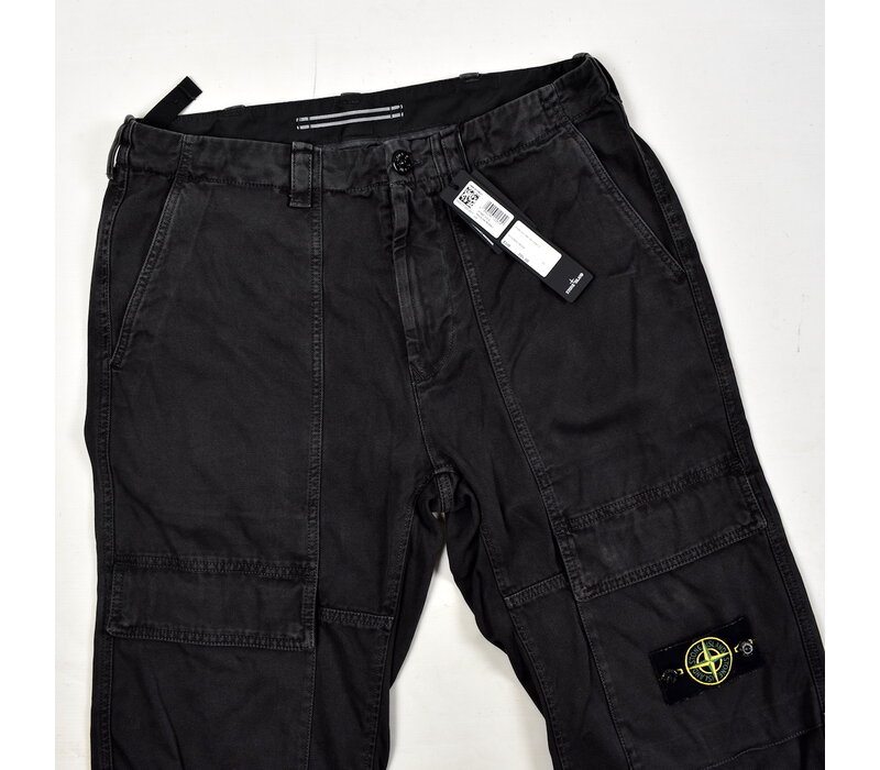 Stone Island black panama cotton rx cargo trousers 33