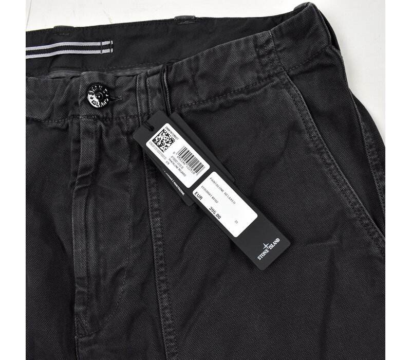 Stone Island black panama cotton rx cargo trousers 33