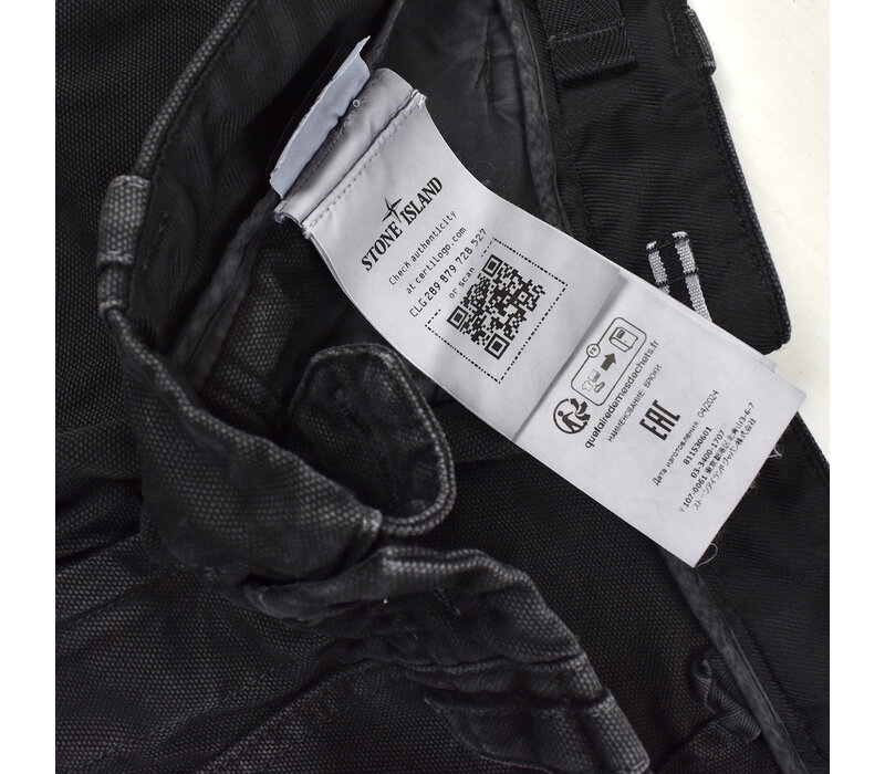 Stone Island black panama cotton rx cargo trousers 33