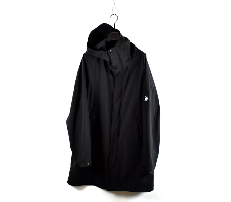C.P. Company black cp shell-r lens detail hooded parka size 56
