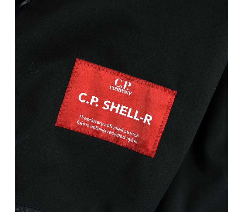 C.P. Company black cp shell-r lens detail hooded parka size 56
