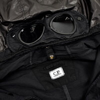 C.P. Company black flatt nylon goggle hood fishtail parka size XXXL