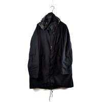 C.P. Company black flatt nylon goggle hood fishtail parka size XXXL