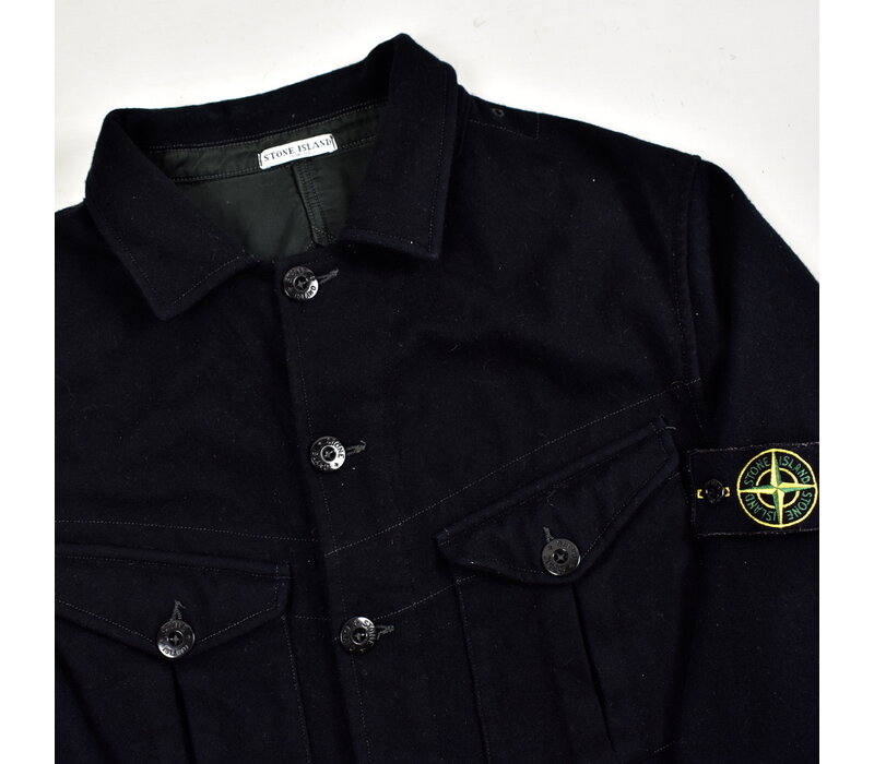 Stone Island black lana nylon long sleeve overshirt L