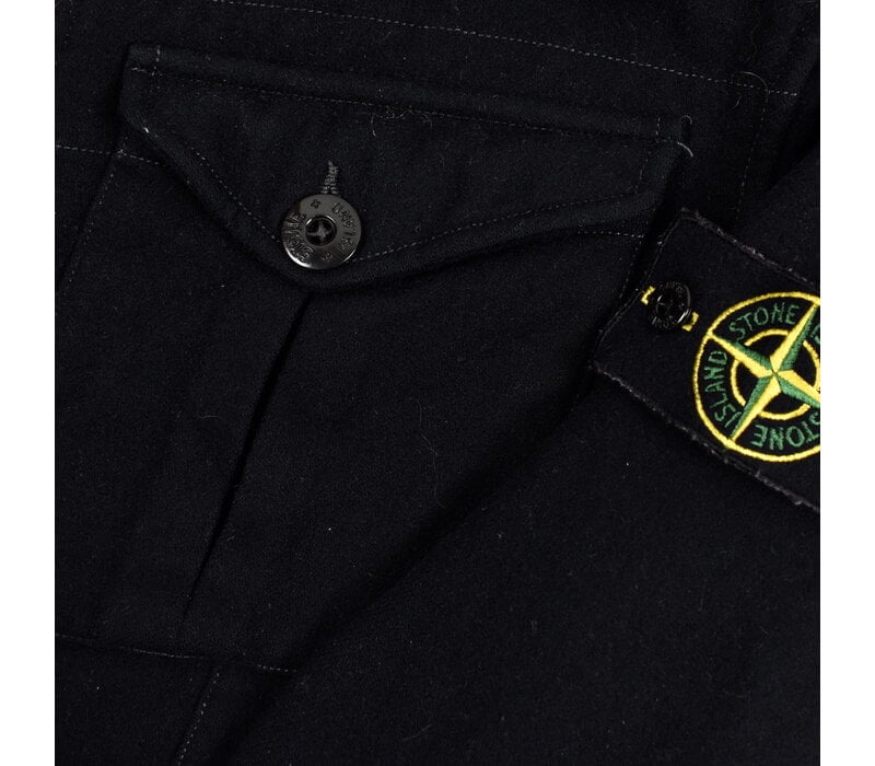 Stone Island black lana nylon long sleeve overshirt L