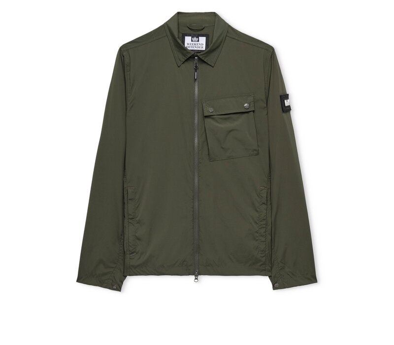 Weekend Offender Southbank overshirt jacket Black Forrest Green