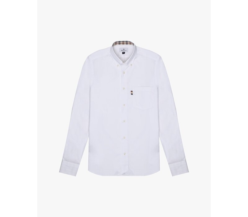 Aquascutum Active button down Oxford cotton long sleeve shirt White