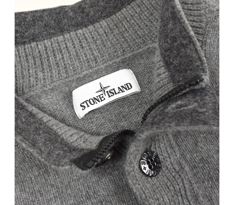 Stone Island grey wool quarter neck knit XL