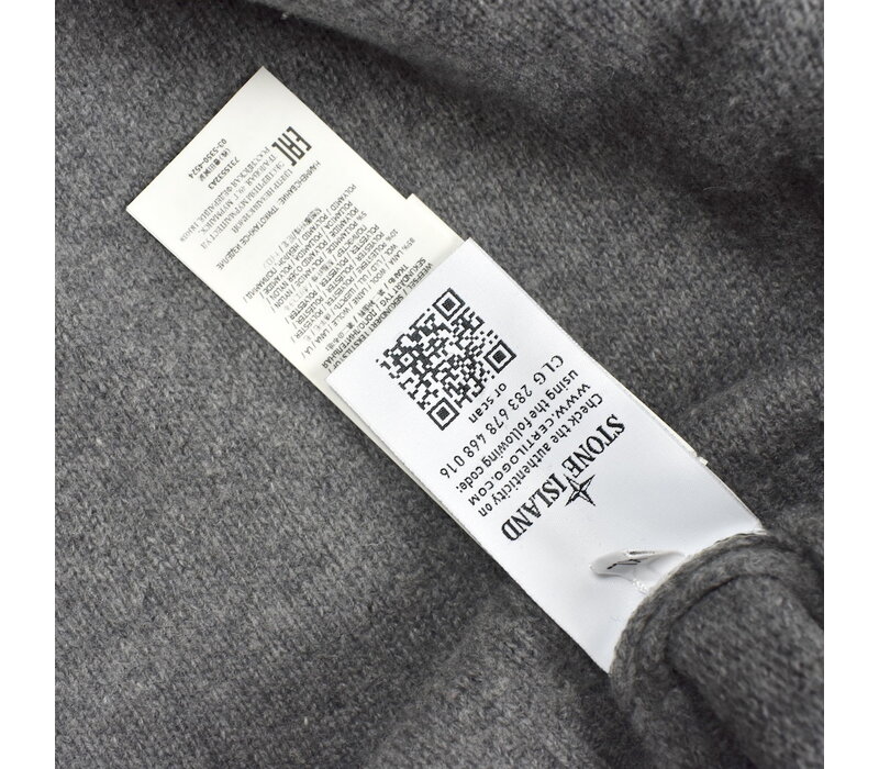 Stone Island grey wool quarter neck knit XL