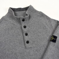 Stone Island grey wool quarter neck knit XL