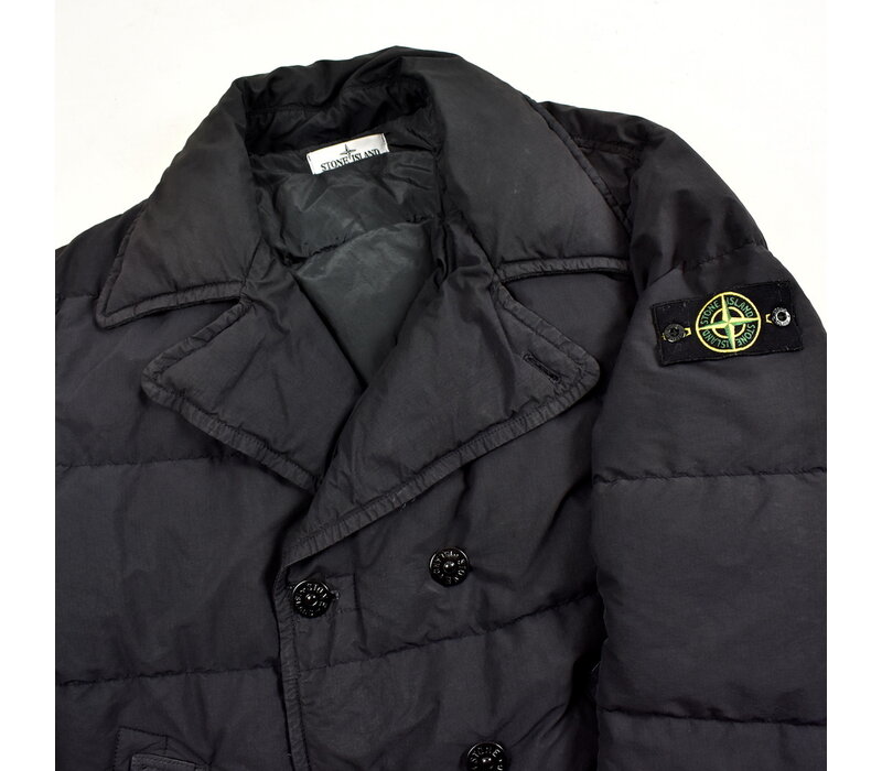 Stone Island black cotton nylon ripstop down double breasted jacket XL