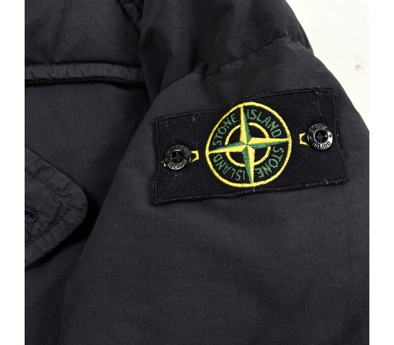 Stone Island black cotton nylon ripstop down double breasted jacket XL