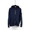 Stone Island Stone Island navy cotton fleece full zip hooded sweatshirt XL