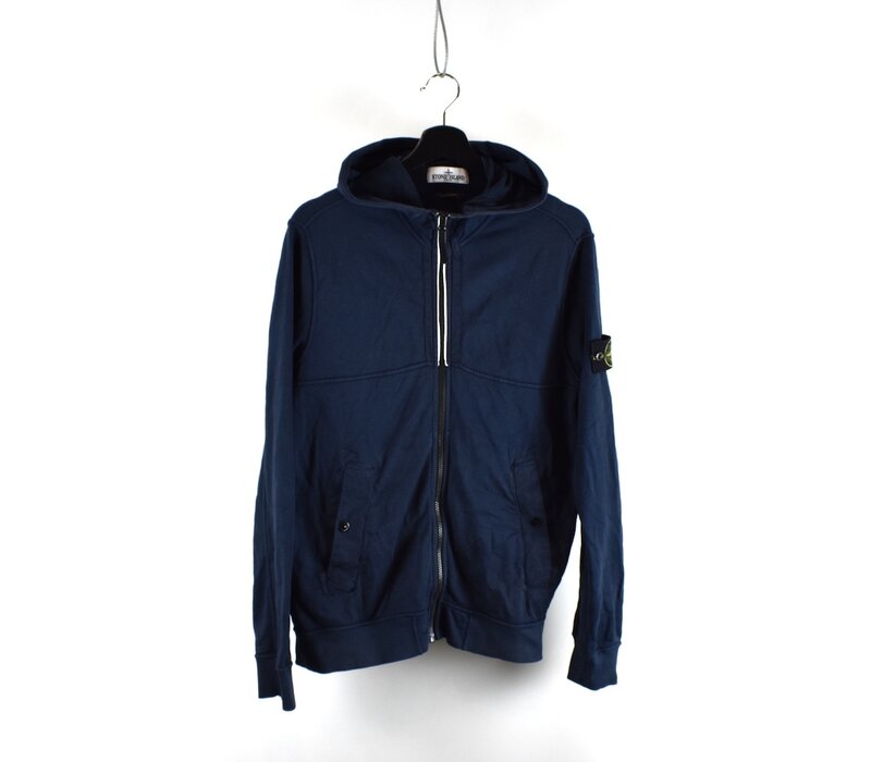Stone Island navy cotton fleece full zip hooded sweatshirt XL