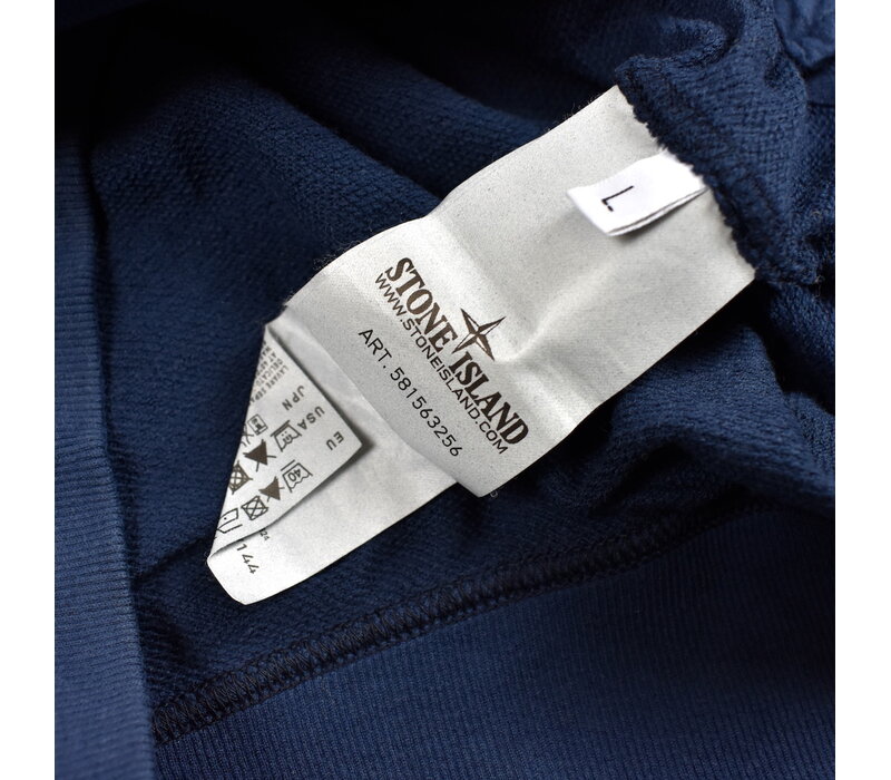 Stone Island navy cotton fleece full zip hooded sweatshirt XL
