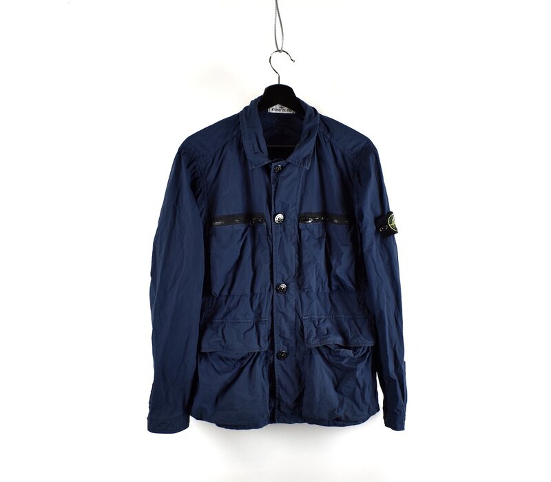 Stone Island navy multi pocket tela paracadute overshirt M