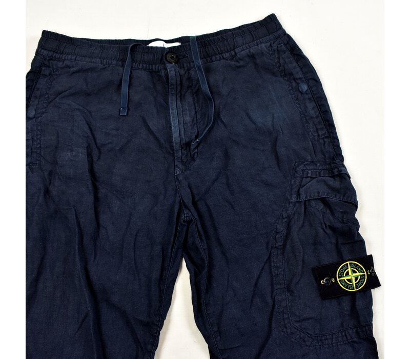 Stone Island navy linoflax re-t cargo trousers 31