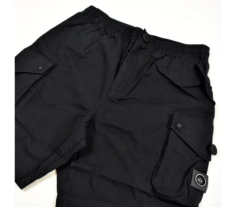 Marshall Artist Arniston garment dyed cotton ripstop cargo short Black