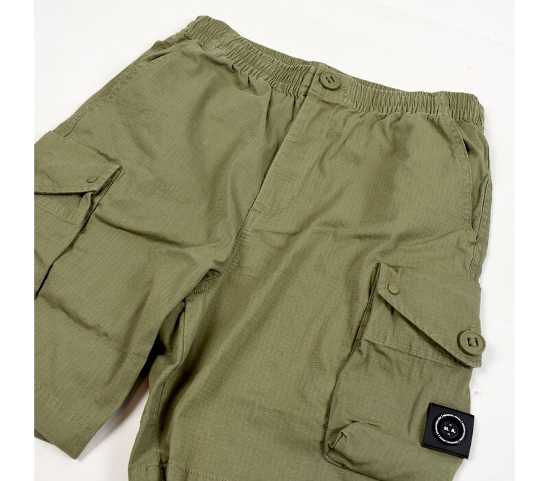 Marshall Artist Arniston garment dyed cotton ripstop cargo short Khaki Green