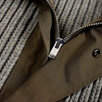 C.P. Company grey heavy knit wool goggle hood full zip cardigan 50